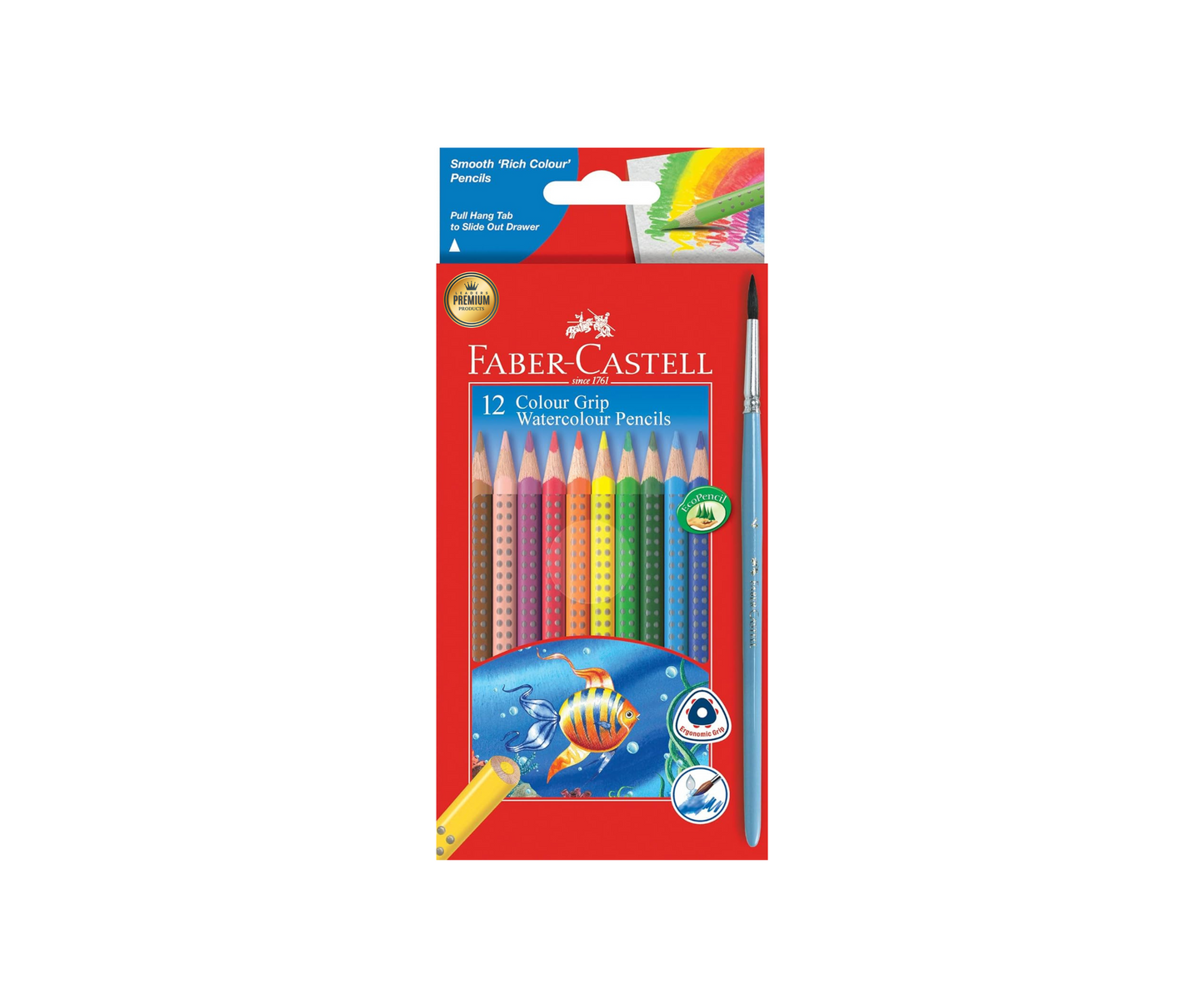 Pack Wood Water Colors Faber Castell (12 Color) Grip